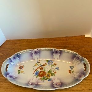 VTG German floral lusterware porcelain relish dish